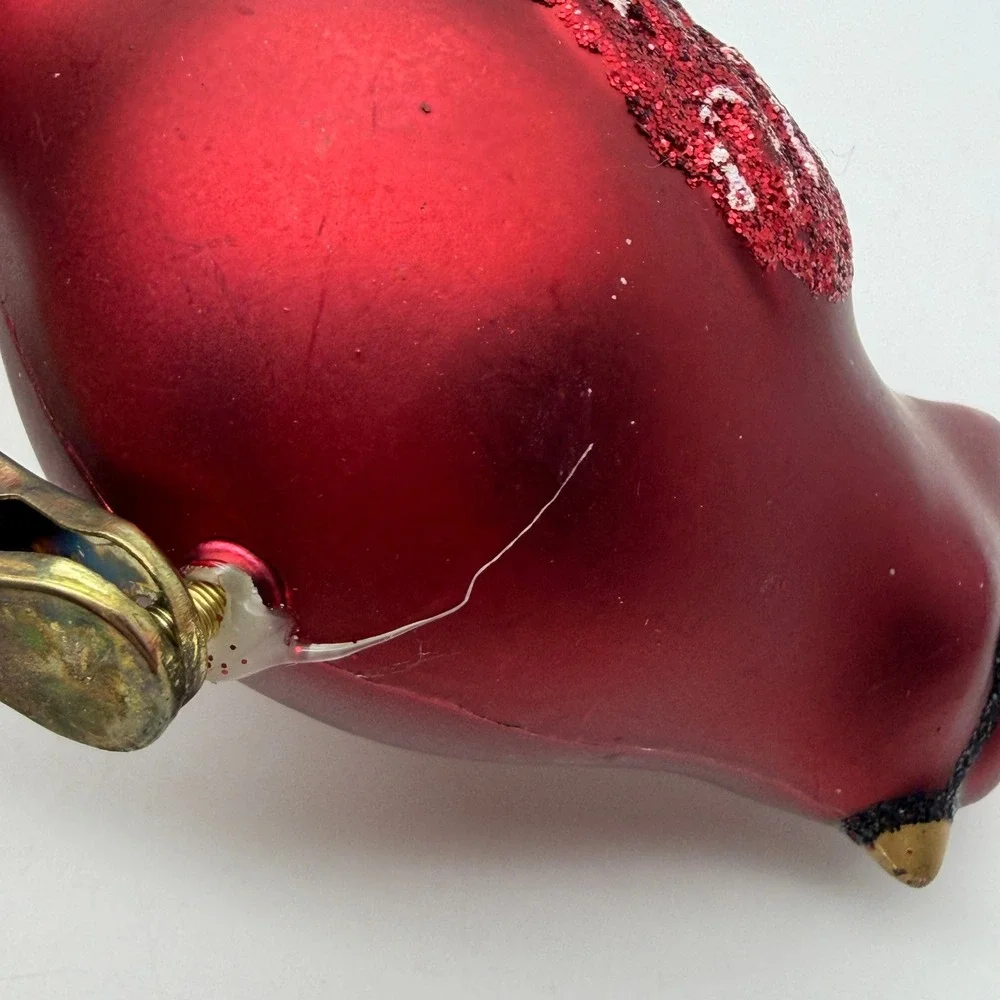 Bird Christmas Ornaments Red Cardinal Silver Songbird Clip-On Plastic